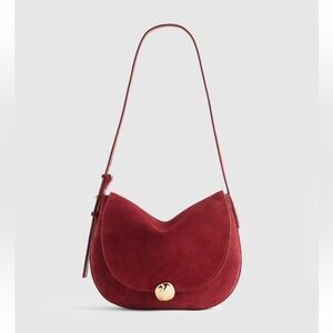 Madewell The Dakota Shoulder Saddle Bag suede in Cabernet NWT